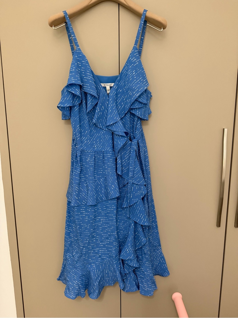 Derek Lam Blue Ruffle Wrap Midi Dress